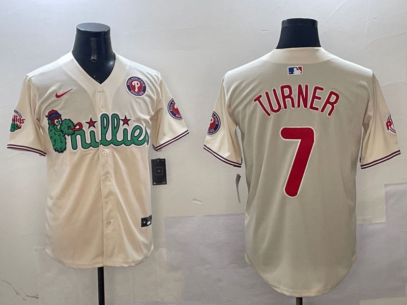 Men Philadelphia Phillies #7 Turner Cream Three generations Joint Name Game 2025 Nike MLB Jersey style 5->philadelphia phillies->MLB Jersey